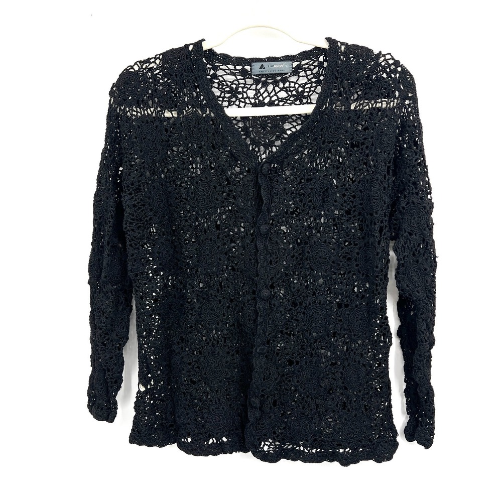 Vintage hand knit whimsigoth boho chic fairycore grunge fairy cardigan sweater M